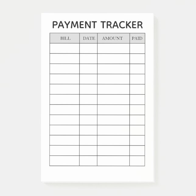 Personalised Payment Tracker Notepad (Front)