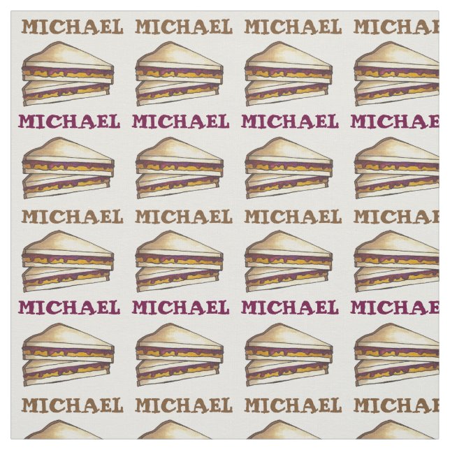 Personalised PBJ Peanut Butter Sandwich Lunch Fabric (Swatch)