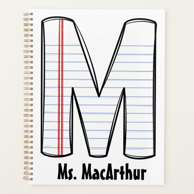 Personalised PE Teacher Planner with Initial (Front)