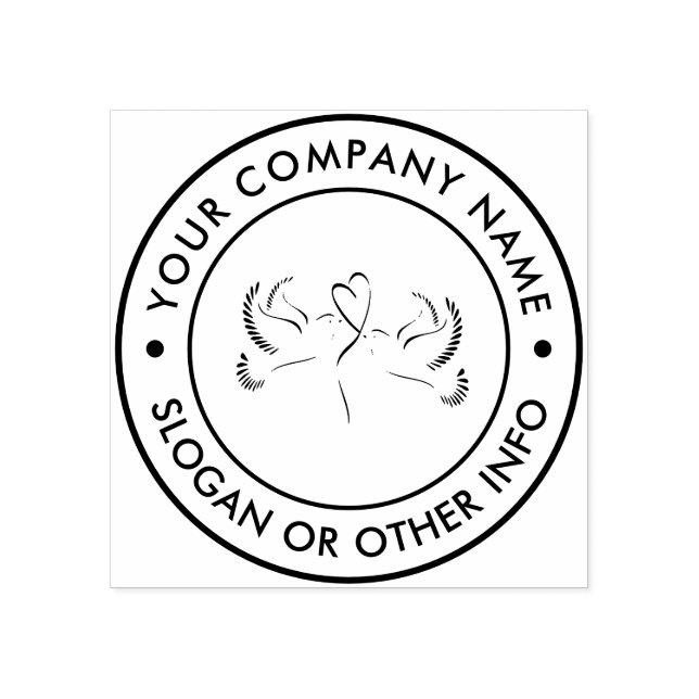Personalised Peace Dove Round Return Address Rubber Stamp (Imprint)