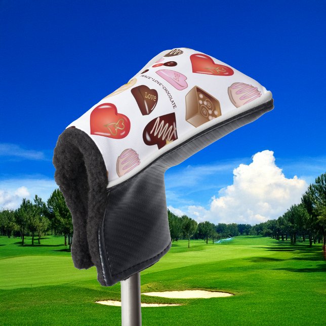 Personalised Peace Love Chocolate Candy Heart Golf Head Cover (Creator Uploaded)