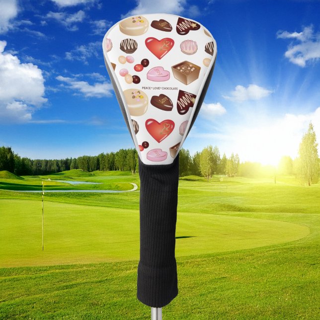 Personalised Peace Love Chocolate Candy Heart Golf Head Cover (Creator Uploaded)
