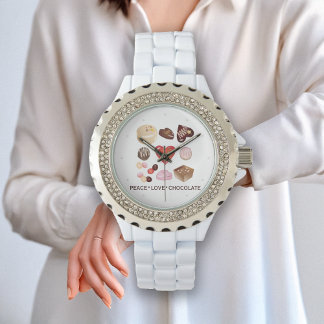 Personalised Peace Love Chocolate Candy Heart Watch