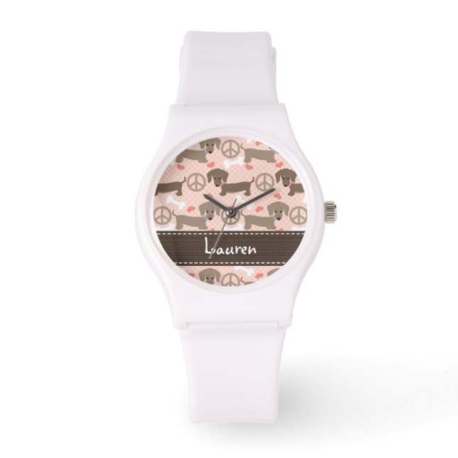 Personalised Peace Love Doxie Watch (Front)