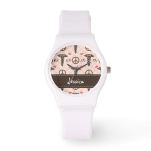 Personalised Peace Love Nursing Caduceus Watch