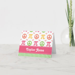 Personalised Peace Love Pi Note Cards