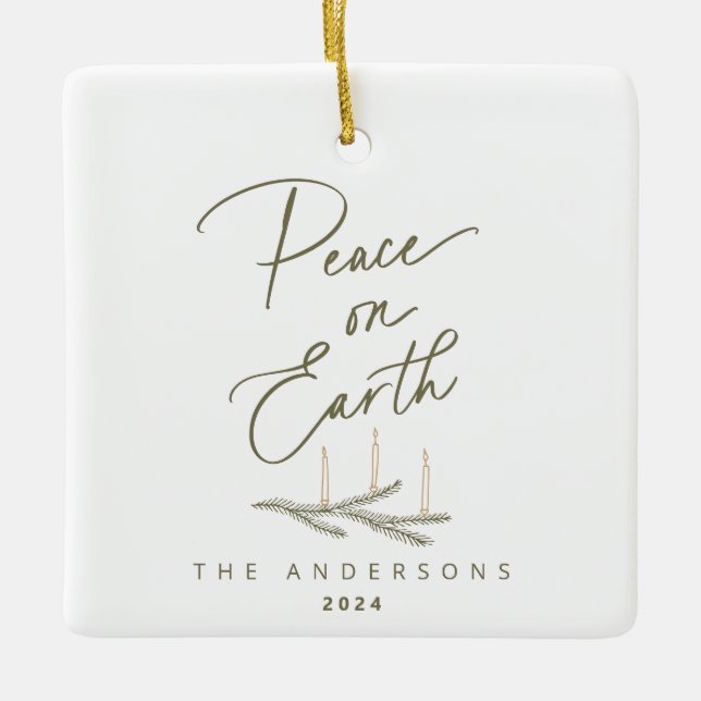 Personalised Peace on Earth Christmas Ceramic Ornament (Front)