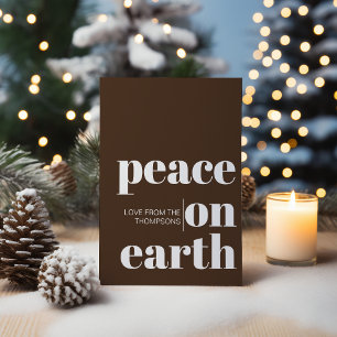 Personalised Peace On Earth Christmas Minimalist Holiday Card