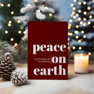 Personalised Peace On Earth Christmas Minimalist Holiday Card