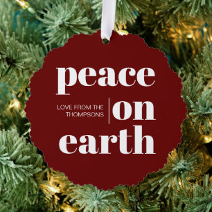 Personalised Peace On Earth Christmas Minimalist Tree Decoration Card