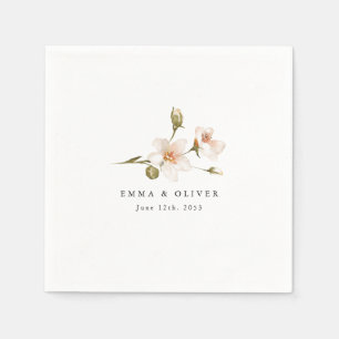 Personalised Peach Blush Floral Wedding Napkin
