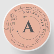 Personalised peach Candle Favour with Logo 