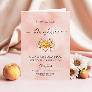 Personalised Peach Darling Daughter Graduation  Card