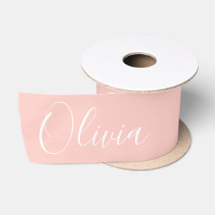 Personalised Peach Elegant Name Satin Ribbon