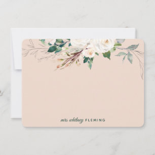 Personalised Peach Floral Watercolor Greenery Mrs Card