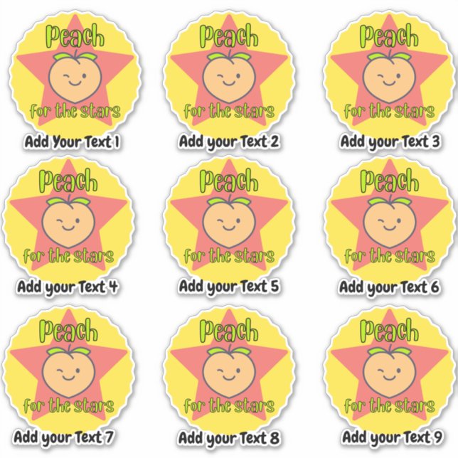 Personalised Peach Fruit Teacher Reward Stickers (Front)