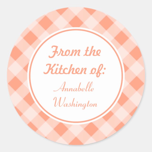 Personalised Peach Kitchen Stickers (Front)