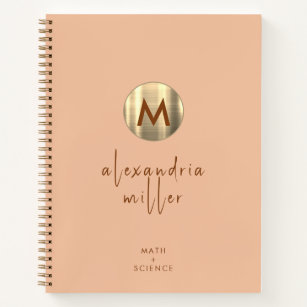 Personalised Peach Math and Science Graph Paper Notebook