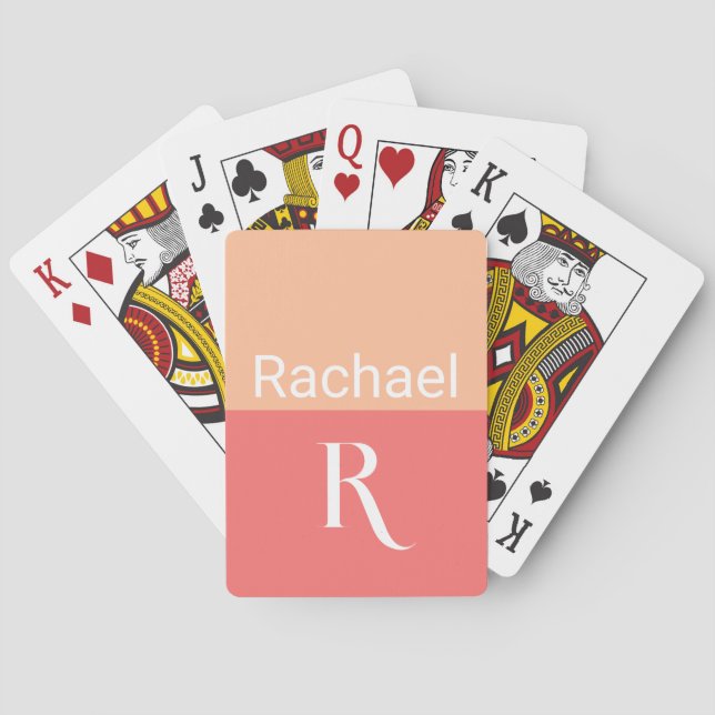 Personalised Peach Monogram Name Playing Cards (Back)