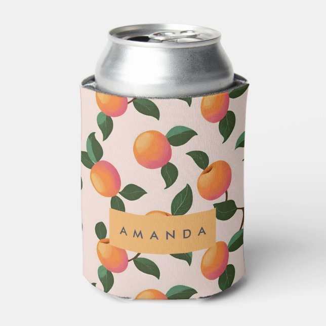 Personalised Peach Pattern Cute Peaches Can Cooler (Can Front)