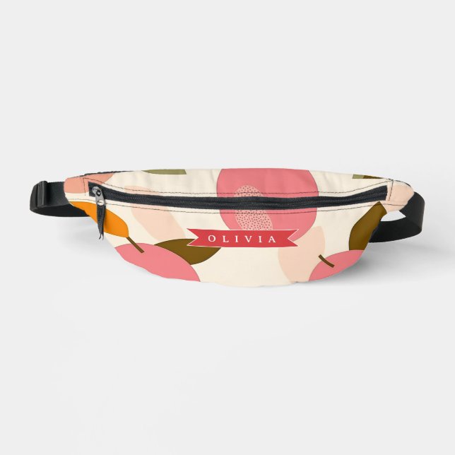 Personalised Peach Pattern Cute Retro Summer Bum Bags (Front)