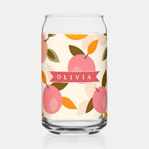 Personalised Peach Pattern Cute Retro Summer Can Glass