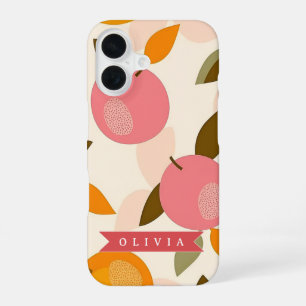 Personalised Peach Pattern Cute Retro Summer iPhone 16 Case