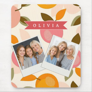 Personalised Peach Pattern Cute Retro Summer Mouse Mat