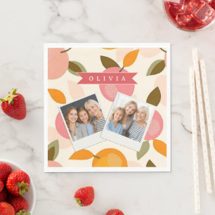 Personalised Peach Pattern Cute Retro Summer Napkin