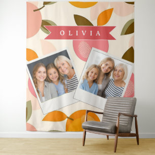 Personalised Peach Pattern Cute Retro Summer Tapestry