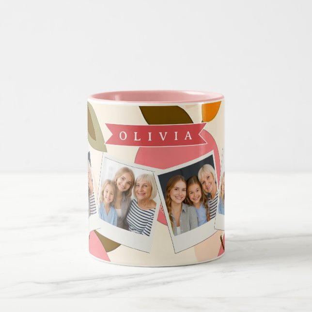 Personalised Peach Pattern Cute Retro Summer Two-Tone Coffee Mug (Center)