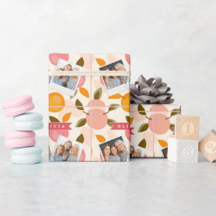 Personalised Peach Pattern Cute Retro Summer Wrapping Paper
