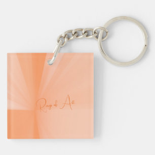 Personalised Peach Rays, Minimalist Abstract Art Key Ring