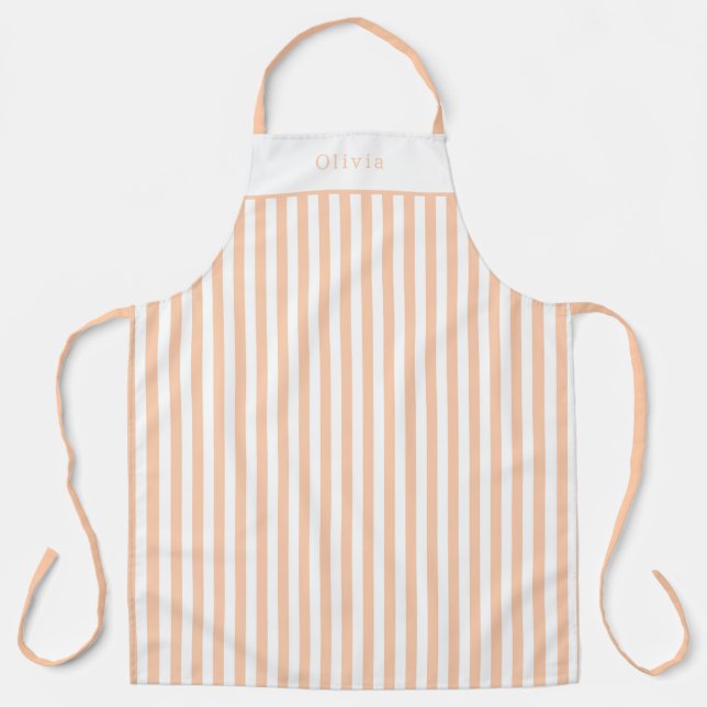 Personalised Peach Stripe Pattern Apron (Front)