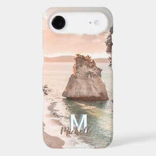 Personalised Peach Sunset Beach Monogram Landscape
