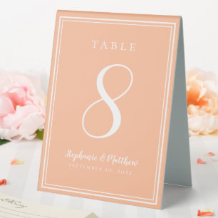 Personalised Peach Wedding Table Number Simple
