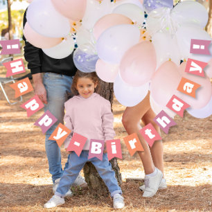 Personalised Peachy Coral Pink Happy Birthday Bunting