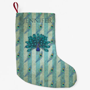 Personalised Peacock Christmas Stocking Vintage