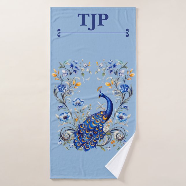 Personalised Peacock Design - Elegant Gift for Her Bath Towel Set (Bath Towel)