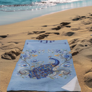 Personalised Peacock Design - Elegant Gift for Her Beach Towel