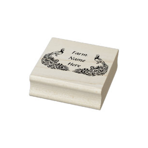 Personalised Peacock Farm Rubber Stamp