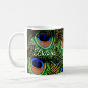 Personalised Peacock Feather Coffee Mug