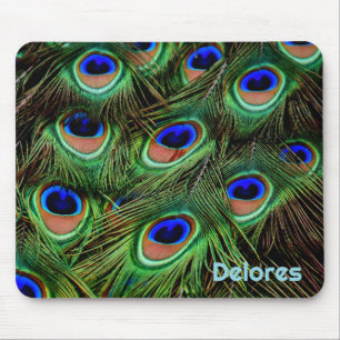 Personalised Peacock Feather Mouse Pad