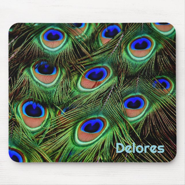 Personalised Peacock Feather Mouse Pad (Front)