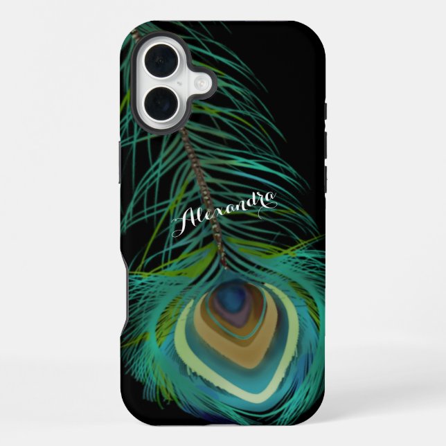 Personalised Peacock Feathers iPhone Case (Back)