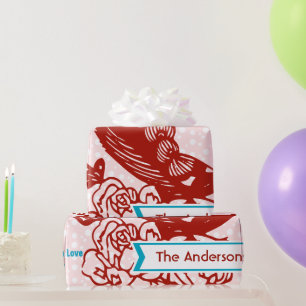 Personalised Peacock Holiday Wrapping Paper