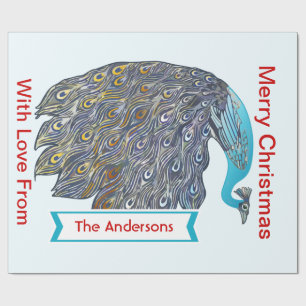 Personalised Peacock Holiday Wrapping Paper