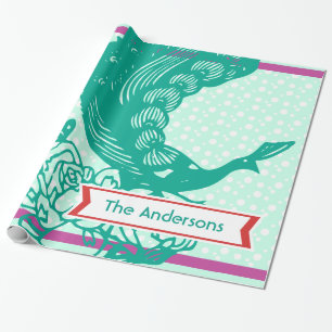 Personalised Peacock Holiday Wrapping Paper