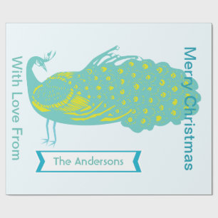 Personalised Peacock Holiday Wrapping Paper