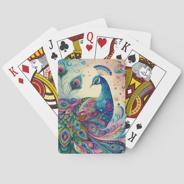 Personalised Peacock Playing Cards (Back)